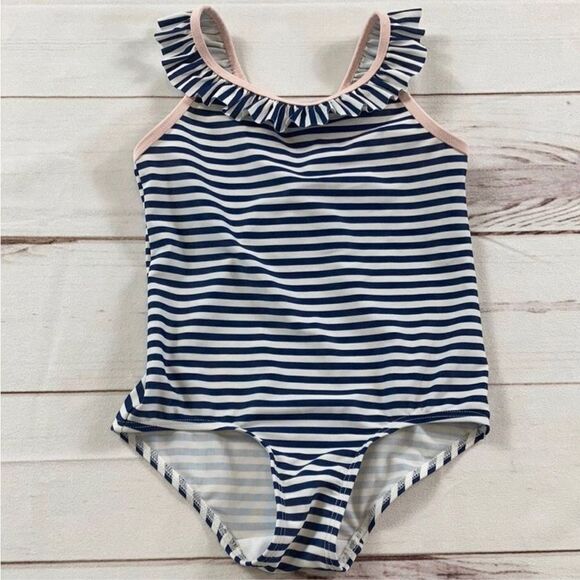 H&M Girls Striped One Piece Swimsuit Size 2-4 Years - Picture 1 of 6